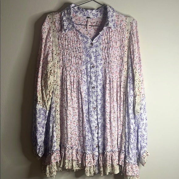 Free People Lost In You Patchwork Tunic Mini Dress - Picture 2 of 10